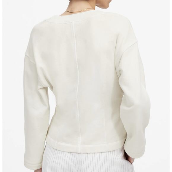 Madewell Waisted Cardigan Sweatshirt WMNS L Off White Button Up V-neck NU853 LS - Picture 2 of 14